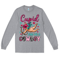 Heather Grey cupid find me a cowboy Long Sleeve Tee - OliviaCreatesArt