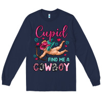 Navy cupid find me a cowboy Long Sleeve Tee - OliviaCreatesArt