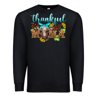 Black thankful mama cow Premium Sweatshirt - BarkalooDesign