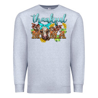 Heather Grey thankful mama cow Premium Sweatshirt - BarkalooDesign
