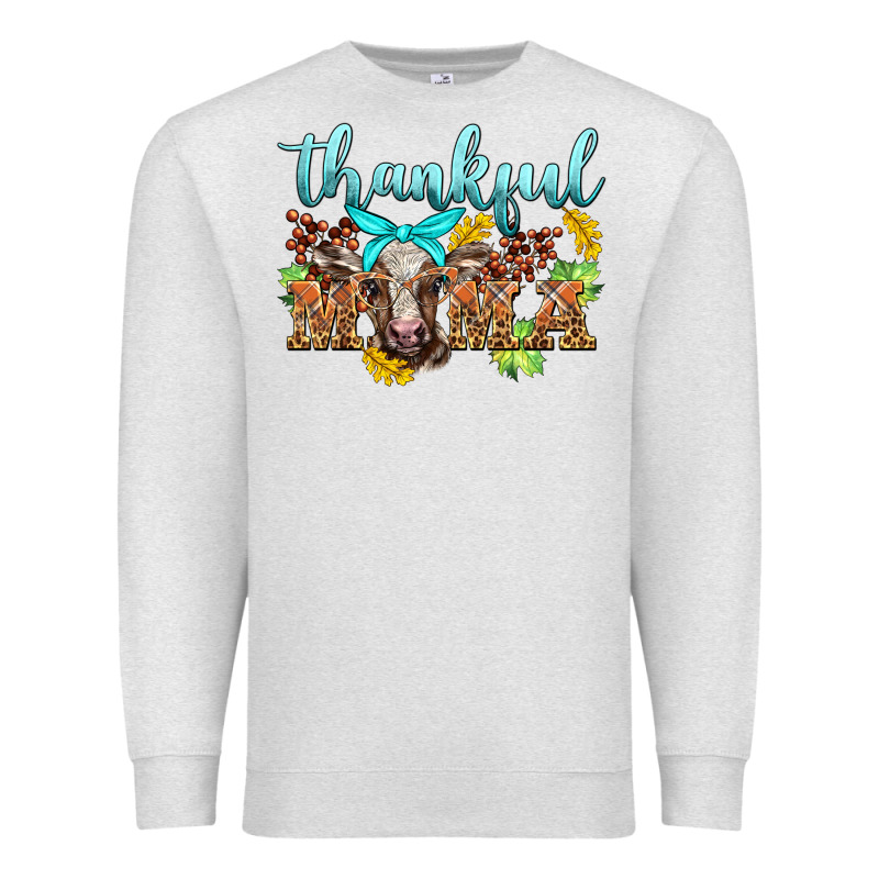 Thankful Mama Cow Premium Sweatshirt by BarkalooDesign | Teevron
