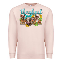 Pale Pink thankful mama cow Premium Sweatshirt - BarkalooDesign