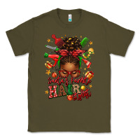 Army Green santas favorite hair stylist afro messy bun Classic Tee - texasbilliewilder