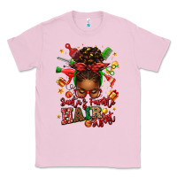 Bubblegum Pink santas favorite hair stylist afro messy bun Classic Tee - texasbilliewilder