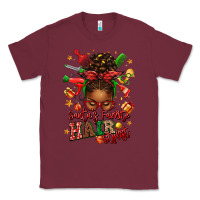 Burgundy santas favorite hair stylist afro messy bun Classic Tee - texasbilliewilder