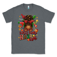 Charcoal Heather santas favorite hair stylist afro messy bun Classic Tee - texasbilliewilder