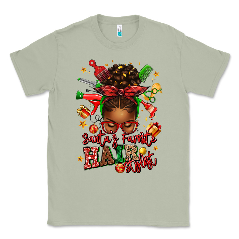 Santas Favorite Hair Stylist Afro Messy Bun Classic Tee by texasbilliewilder | Teevron