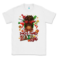 White santas favorite hair stylist afro messy bun Classic Tee - texasbilliewilder