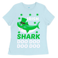 Baby Blue Irish Shark Doo Doo Doo Saint Patricks Day Ladies Tee - Bettercallsaul