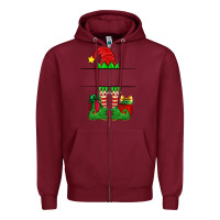 Burgundy christmas elf custom name Zipper Hoodie - Artiststas