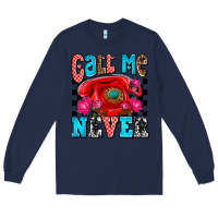 Navy call me never olivia Long Sleeve Tee - OliviaCreatesArt