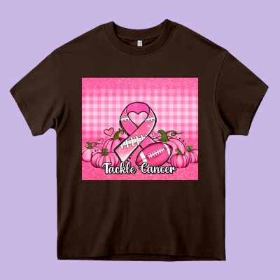 Tackle Cancer Pumpkins Football And Ribbon Heavy Core Tee Designed By Jasminsmagicworld