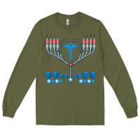 Army Green jewish hanukkah chanukah doctor medical menorah  gifts Long Sleeve Tee - trangStudio