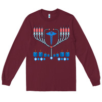 Burgundy jewish hanukkah chanukah doctor medical menorah  gifts Long Sleeve Tee - trangStudio