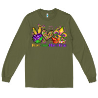 Army Green peace love mardi gras olivia Long Sleeve Tee - OliviaCreatesArt