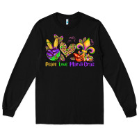 Black peace love mardi gras olivia Long Sleeve Tee - OliviaCreatesArt