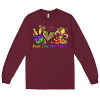 Burgundy peace love mardi gras olivia Long Sleeve Tee - OliviaCreatesArt