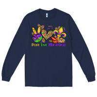 Navy peace love mardi gras olivia Long Sleeve Tee - OliviaCreatesArt