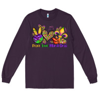 Plum peace love mardi gras olivia Long Sleeve Tee - OliviaCreatesArt