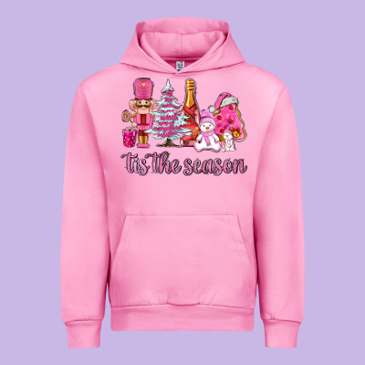 Tis The Season Pink Christmas Urban Hoodie Designed By Adodesignshop