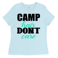 Baby Blue Camp Hair Don't Care Black Ladies Tee - Bettercallsaul