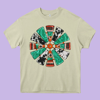 Western Windmill Heavy Core Tee Designed By Jasminsmagicworld