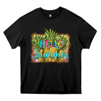 Black hello summer pineapple Heavy Core Tee - BarkalooDesign