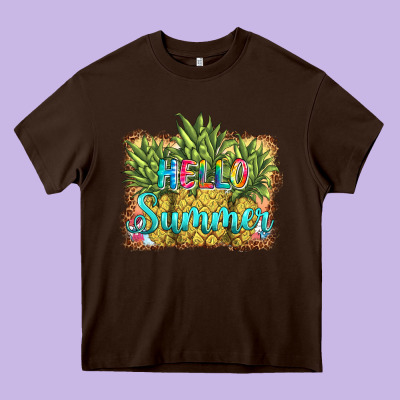 Hello Summer Pineapple Heavy Core Tee Designed By Barkaloodesign