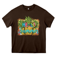 Chocolate Brown hello summer pineapple Heavy Core Tee - BarkalooDesign