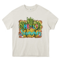 Cream hello summer pineapple Heavy Core Tee - BarkalooDesign