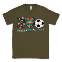 Army Green peace love soccer Classic Tee - CowhideDigitalArt