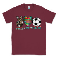 Burgundy peace love soccer Classic Tee - CowhideDigitalArt