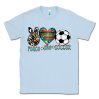 Dusty Blue peace love soccer Classic Tee - CowhideDigitalArt