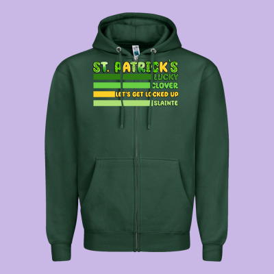 St. Patrick's Lucky Clover  Artiststas Zipper Hoodie Designed By Artiststas