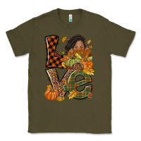 Army Green Love Fall with afro woman Classic Tee - NancyCooperArtShop