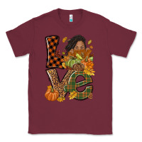 Burgundy Love Fall with afro woman Classic Tee - NancyCooperArtShop