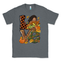 Charcoal Heather Love Fall with afro woman Classic Tee - NancyCooperArtShop