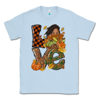 Dusty Blue Love Fall with afro woman Classic Tee - NancyCooperArtShop