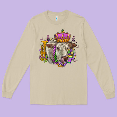 Charolais Mardi Gras Long Sleeve Tee Designed By Oliviacreatesart