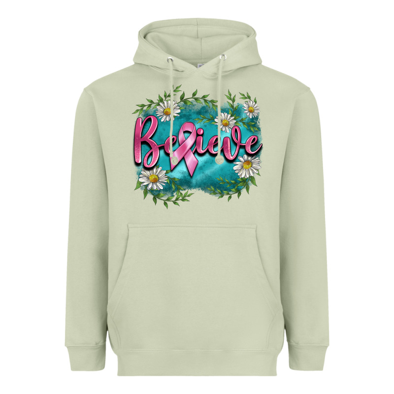 Breast Cancer Believe Heavyweight Hoodie by BarkalooDesign | Teevron