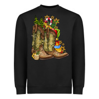 Black Christmas Boots Heavyweight Sweatshirt - CowhideDigitalArt