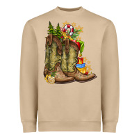 Mushroom Christmas Boots Heavyweight Sweatshirt - CowhideDigitalArt