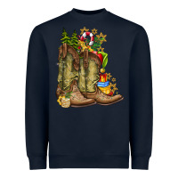 Navy Christmas Boots Heavyweight Sweatshirt - CowhideDigitalArt