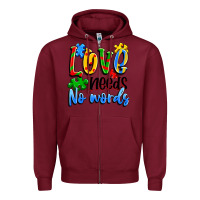 Burgundy love needs no words Zipper Hoodie - Artiststas