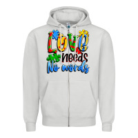 Dove Grey love needs no words Zipper Hoodie - Artiststas