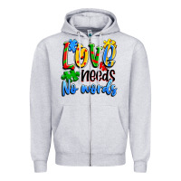 Heather Grey love needs no words Zipper Hoodie - Artiststas