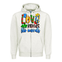 Oatmeal Heather love needs no words Zipper Hoodie - Artiststas