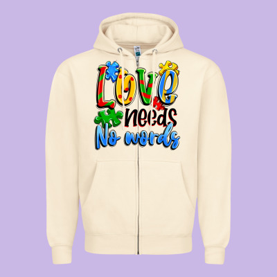 Love Needs No Words Zipper Hoodie Designed By Artiststas