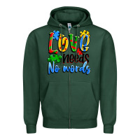 Sports Green love needs no words Zipper Hoodie - Artiststas