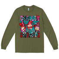 Army Green chillin with my gnomies olivia Long Sleeve Tee - OliviaCreatesArt